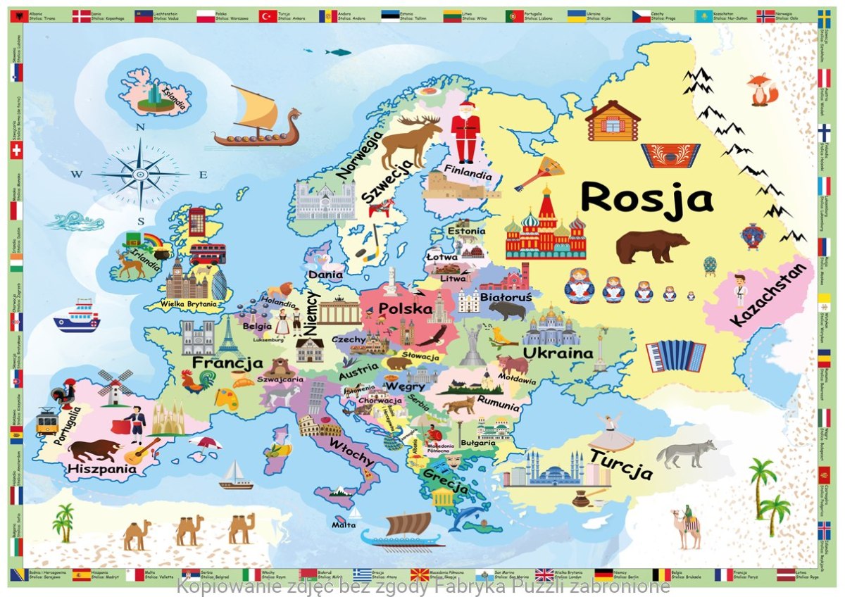 Mapa Europy - Puzzle Małego Bystrzaka